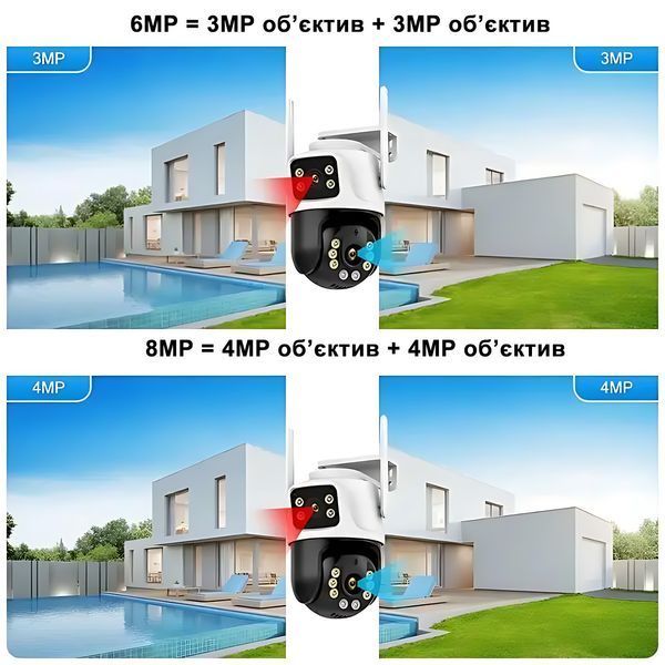 IP Wi-Fi камера 8MP 4K PTZ ICSEE вулична зовнішня камера з двома об&rsquo;єктивами та нічним баченням 8MPPTZ фото