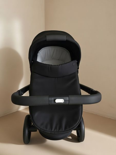 Дитяча коляска 2 в 1 Cybex Balios Lux Deep Black (б/в, після однієї дитини) всесезонна, EVA-колеса, повна амортизація, реверсивне сидіння, складання однією рукою Cybex_Balios_Deep Black_2in1 фото