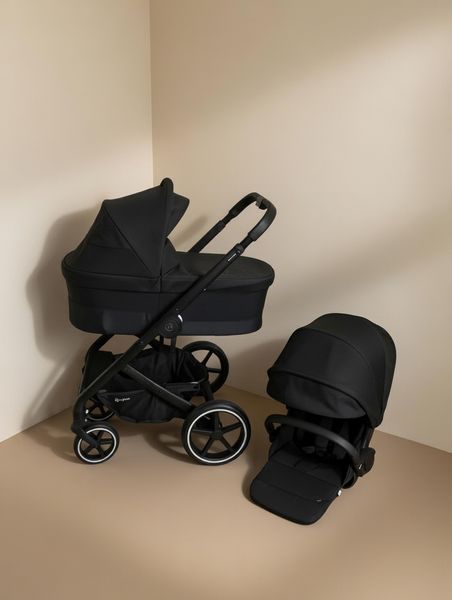 Дитяча коляска 2 в 1 Cybex Balios Lux Deep Black (б/в, після однієї дитини) всесезонна, EVA-колеса, повна амортизація, реверсивне сидіння, складання однією рукою Cybex_Balios_Deep Black_2in1 фото
