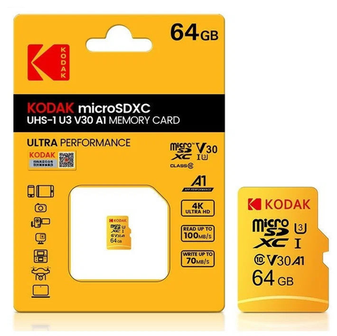 Карта памʼяті microSD 64GB Kodak UHS-I U3 V30 A1 64GB фото