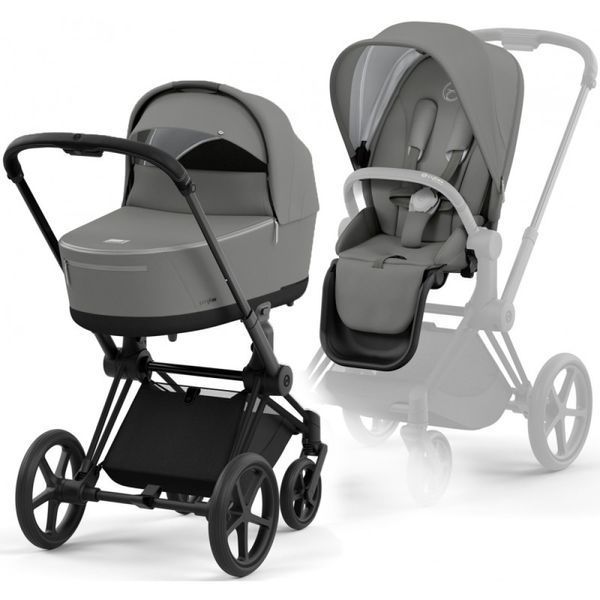 Дитяча коляска 2в1 Cybex Priam всесезонна з EVA-колесами, повною амортизацією, реверсивним сидінням та складанням однією рукою Mirage Grey Cybex_Priam_Mirage_Grey фото