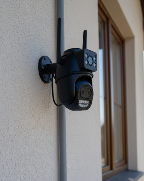 Вулична Wi-FI IP Камера відеоспостереження 9MP ICSEE поворотна бінокулярна з трьома об'єктивами 8Х зум TIP + Карта памʼяті microSD 64GB у подарунок  9MPICSEE_164 фото