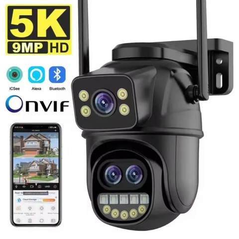 Вулична Wi-FI IP Камера відеоспостереження 9MP ICSEE поворотна бінокулярна з трьома об'єктивами 8Х зум TIP 9MPICSEE_1 фото